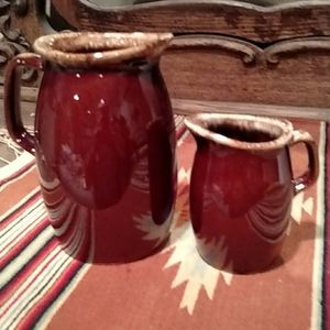Vintage Hull Brown Dripglaze Cream&Milk Pitchers